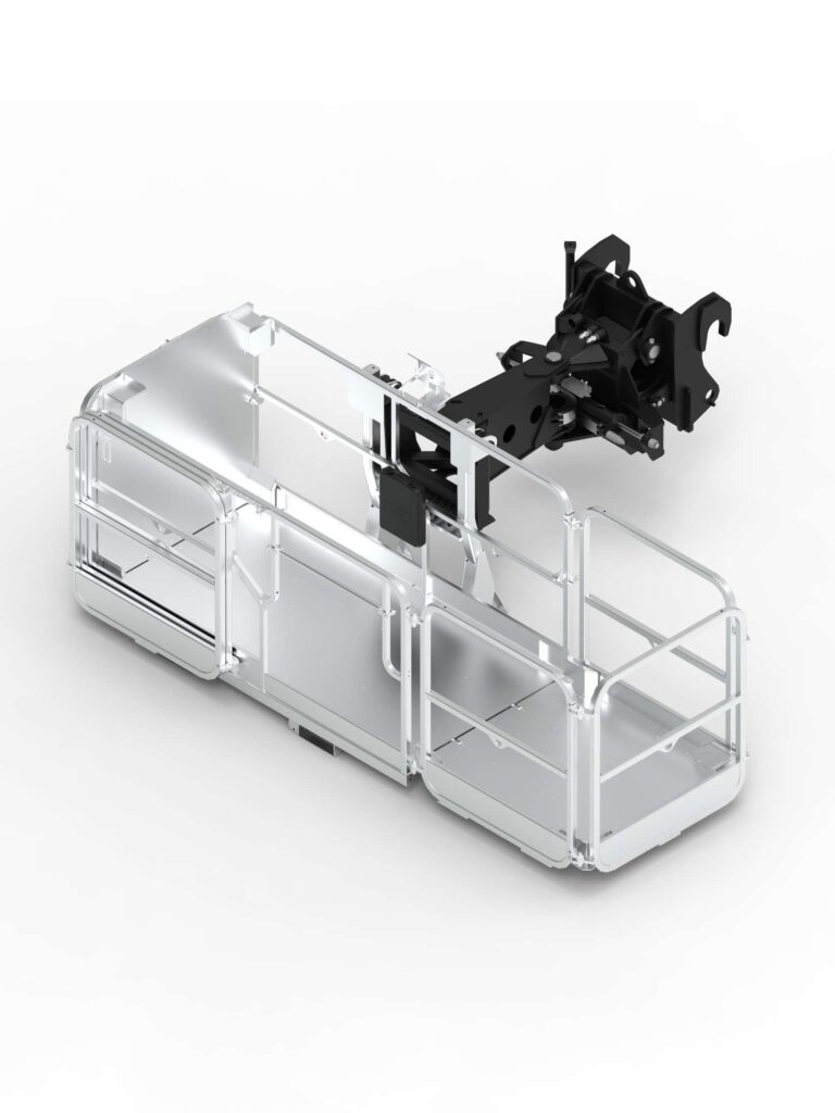 Retractable rotating crew basket 1000 kg with telehandler adapter