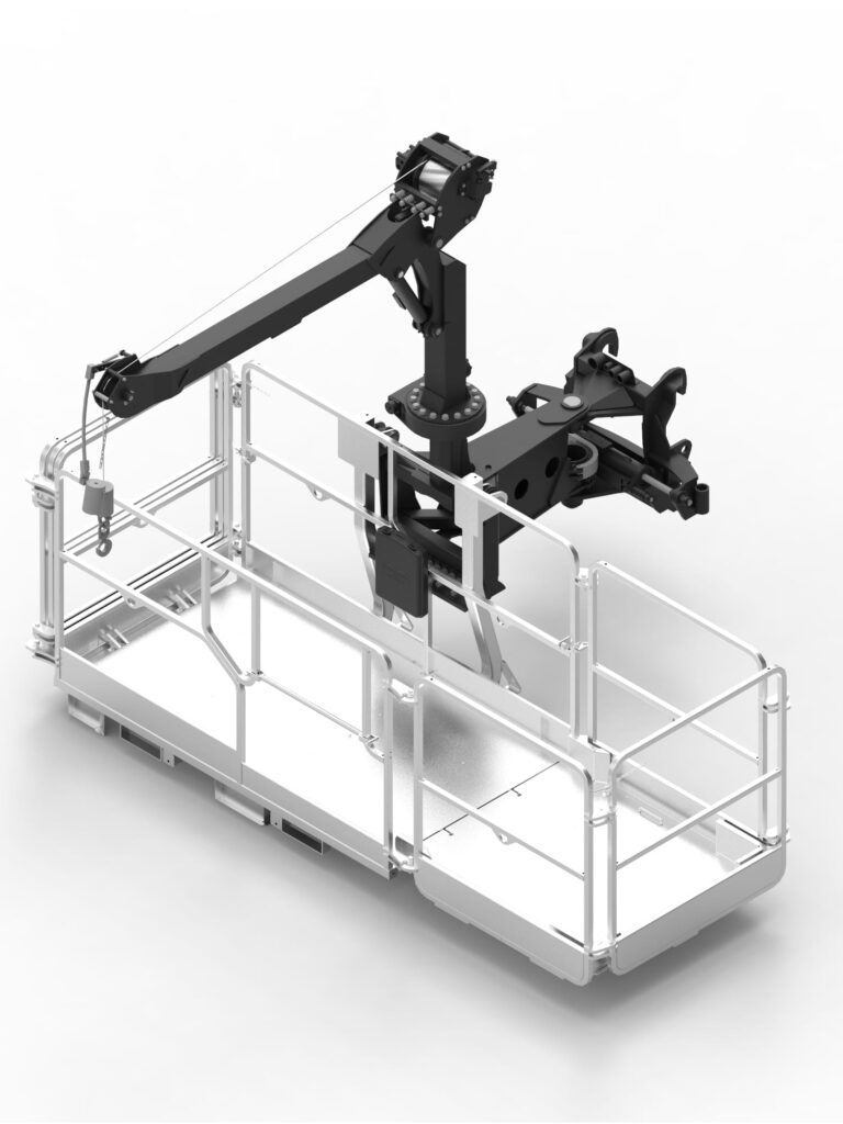 Retractable rotating crew basket + 600 kg winch for telehandler